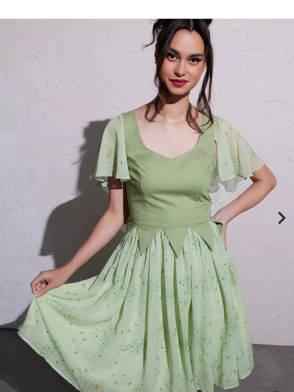 Her Universe Pale Green Flutter Sleeve A-Line Dress